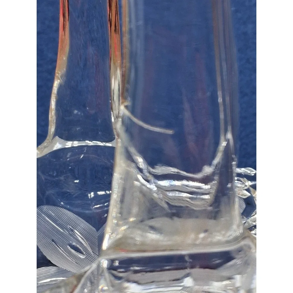 Unbranded Crystal Glass Basket Clear Floral Etched Cut Diamond Pattern Flaw - Picture 9 of 9